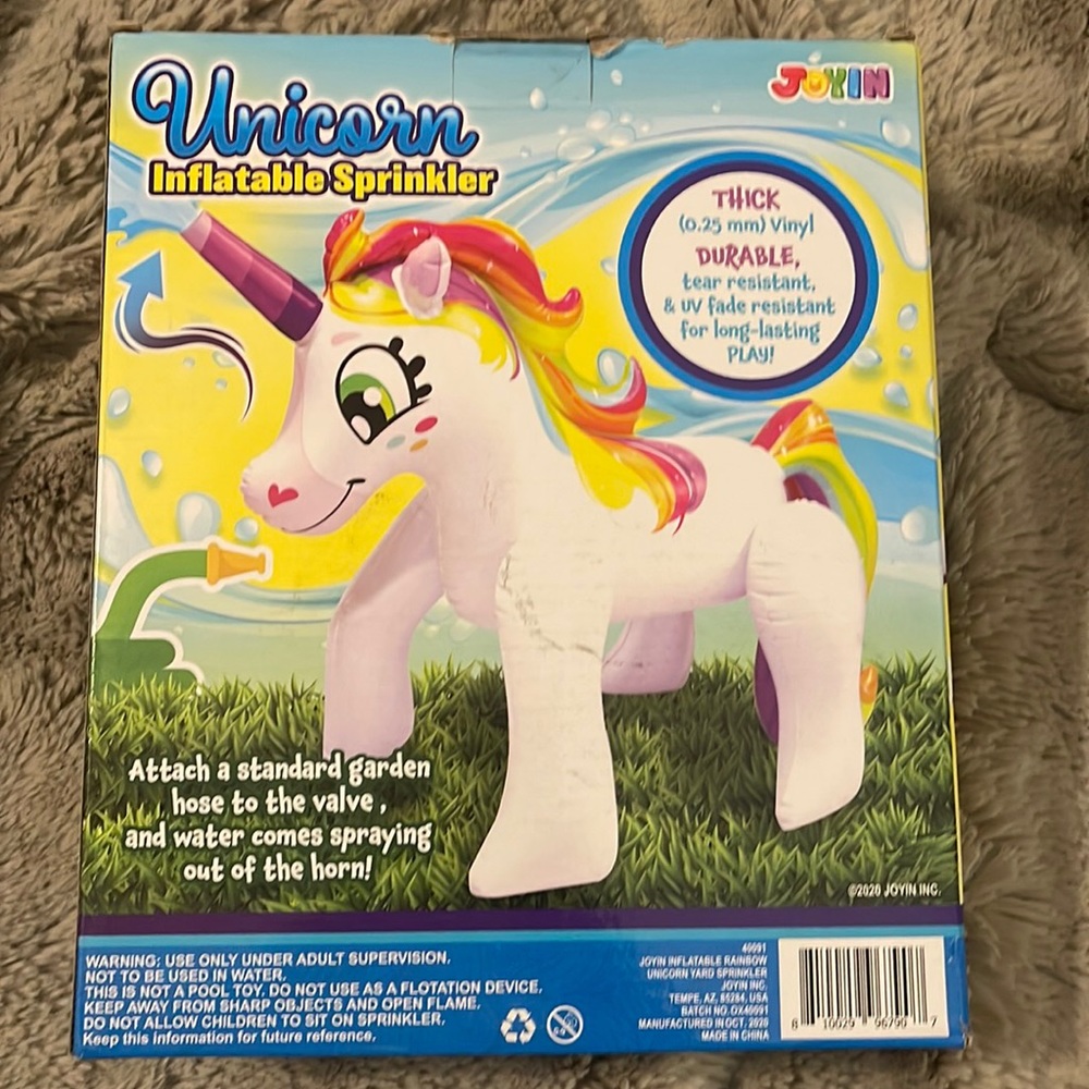 Unicorn inflatable sprinkler brand new in box